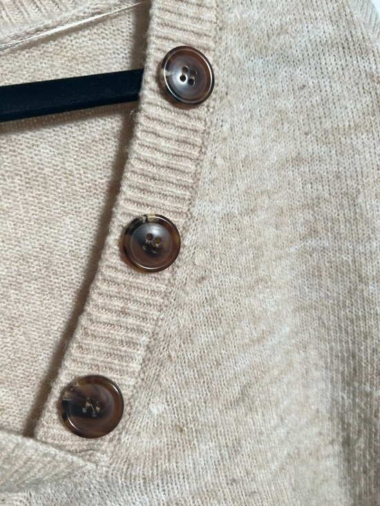 LOFT Beige Knit Poncho with Button Accents - Picture 6 of 7